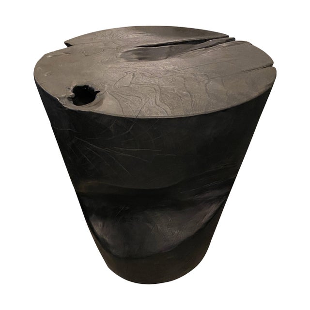 2010s Andrianna Shamaris Organic Charred Teak Wood Side Table For Sale - Image 5 of 18