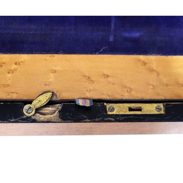 American 19th C Burled Walnut & Bird's Eye Maple Campaign Flip Top Lap Desk For Sale - Image 16 of 17