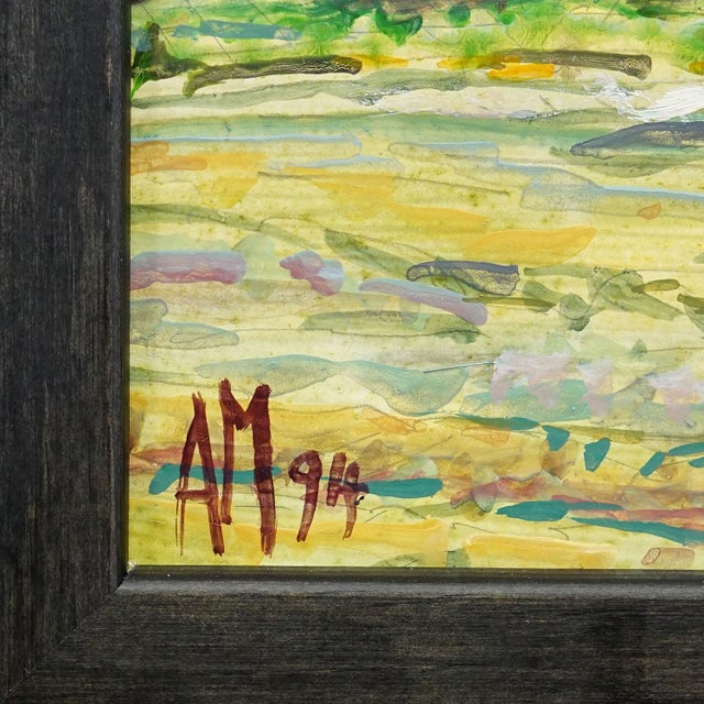 1990s Oil Painting by Alexander Michael - Boathouse on the Shore of Lake Chiemsee For Sale - Image 5 of 7