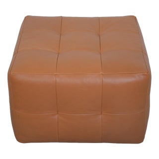 Ottoman in Cognac Anilin Leather For Sale