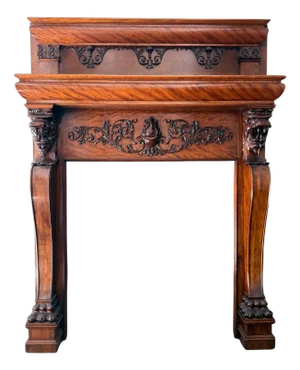 Magnificent Antique Carved Fireplace Mantel