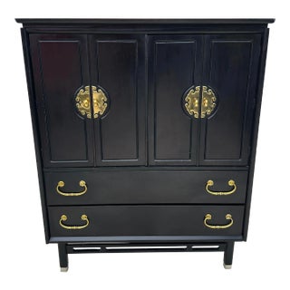 Black Lacquered Chinoiserie Highboy Chest For Sale