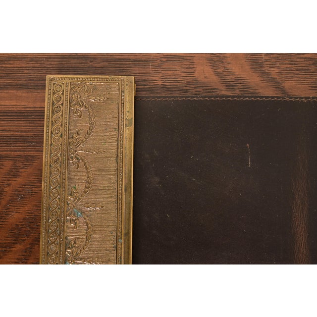 Tiffany Studios New York Adam Pattern Bronze Doré Blotter Ends With Leather Desk Blotter For Sale In South Bend - Image 6 of 14