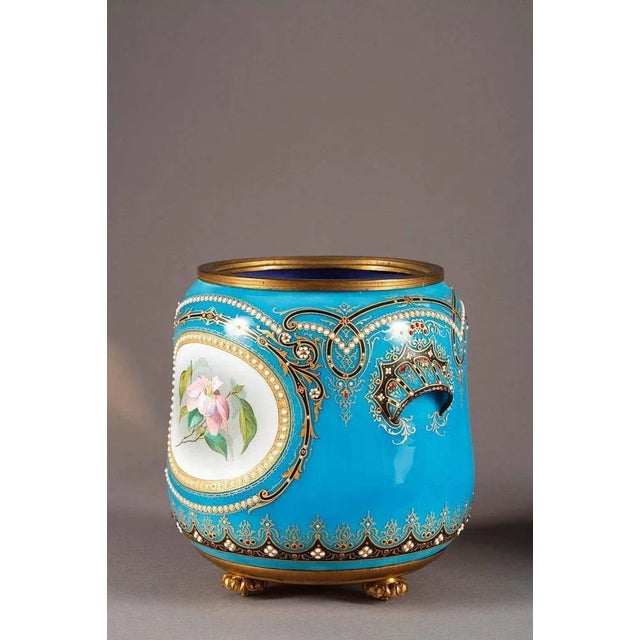 Late 19th-Century Blue Bresse Enamel Jardinières, Set of 2 For Sale - Image 4 of 11