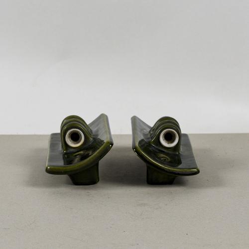 Art Deco Wall Lamps in Green Glazed Ceramic, Set of 2 For Sale - Image 6 of 9