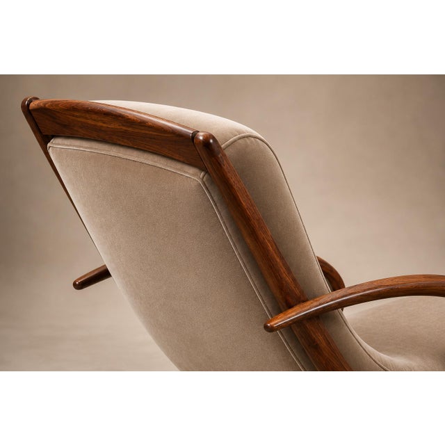 Rare Brazilian Modern Chaise Lounge in Caviúna and Mohair, John Graz, 1950s For Sale - Image 12 of 18