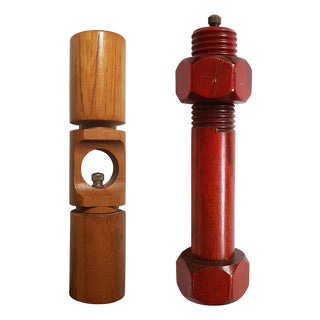 Mid-Century Italian Pepper Mill and Pepper Mill & Salt Shaker in One, Set of 2 For Sale