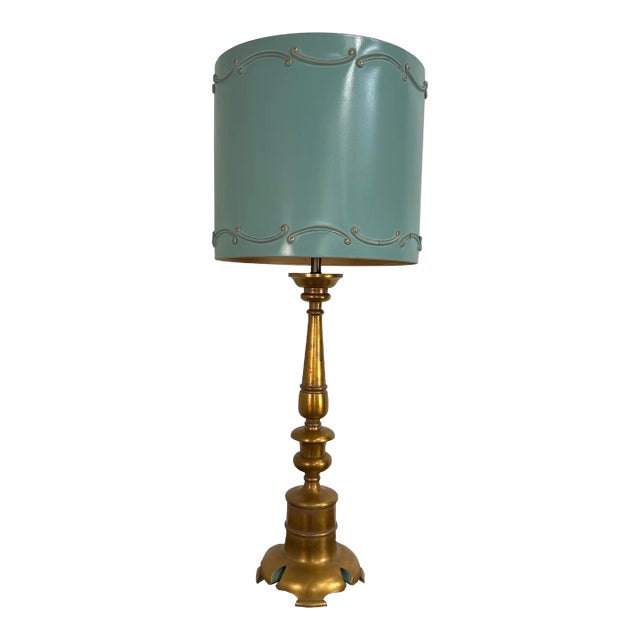 Vintage Italian Style Table Lamp Carved Giltwood Hollywood Regency For Sale