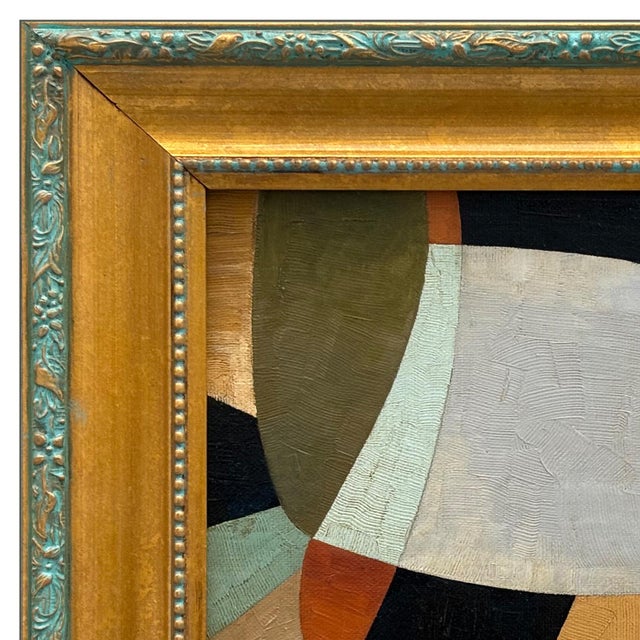 Various Artists Contemporary Abstract Color-Block Oil Painting in Vintage Frame For Sale - Image 4 of 6