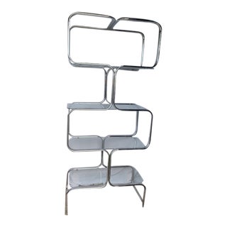 1970s Vintage Chrome and Glass Etagere in the Style of Milo Baughman For Sale
