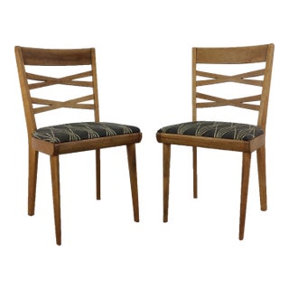 Pair of Mid Century Modern Dining Chairs by Heywood Wakefield With Newer Upholstery For Sale