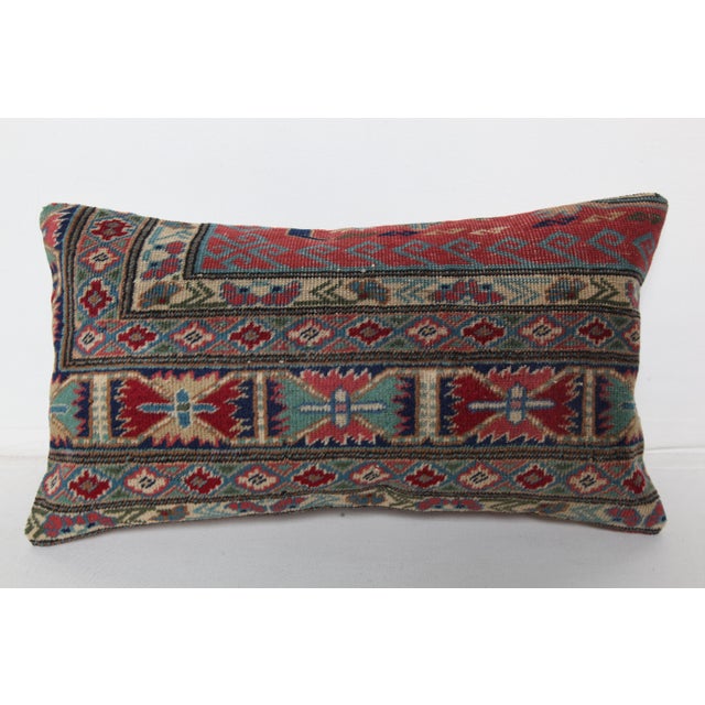 Traditional Handmade Multicolor Tones Lumbar Pillow Case -12'' X 20'' For Sale - Image 3 of 10