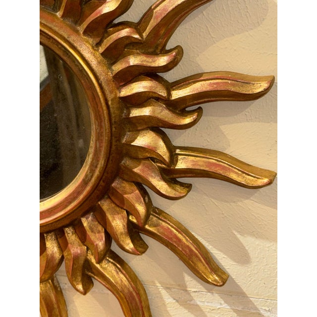 Early 21st Century Pair of Italian Giltwood Sunburst MIrrors For Sale - Image 5 of 5