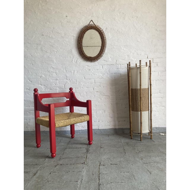 Italian Beech and Straw Armchair, 1960s For Sale - Image 10 of 10