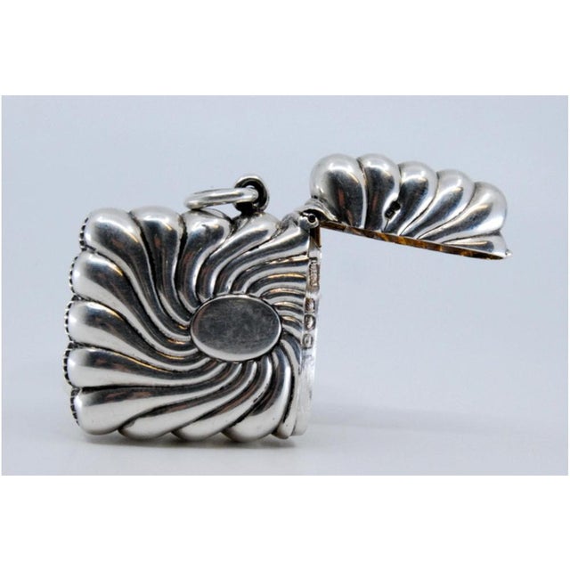 Vortex-Shaped Embossed Silver Matchbox with Monogram Card For Sale - Image 6 of 11