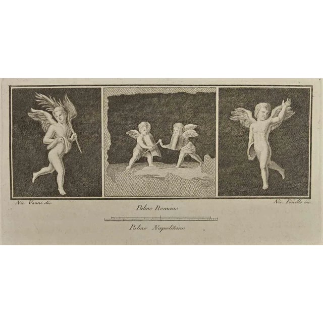 Cupid In Pompeian Fresco from "Antiquities of Herculaneum" is an etching on paper realized by Nicola Fiorillo in the 18th...