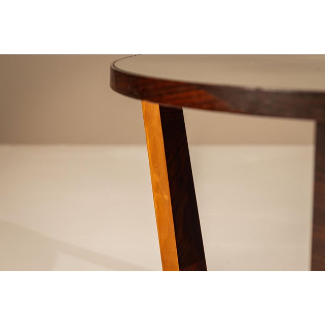 Brown Italian Side Table with Mirrored Top and Geometrical Legs, 1940s For Sale - Image 8 of 13