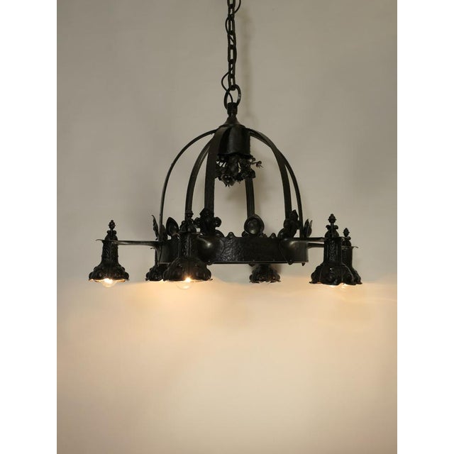 Viennese Wrought Iron Chandelier, Austria, 1900s For Sale - Image 3 of 18