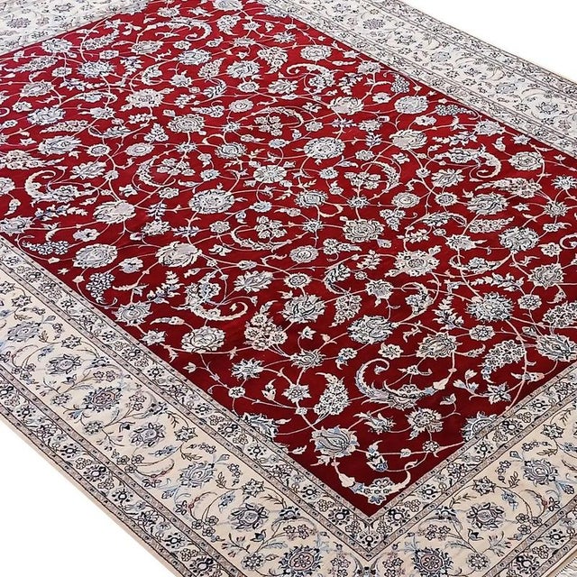 Hand-Knotted Wool and Silk Nain Rug For Sale - Image 3 of 5