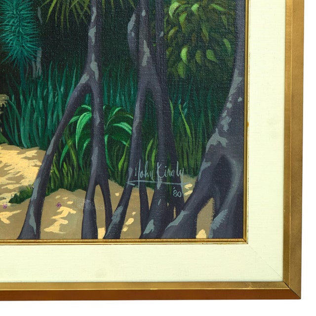 Textile Vintage Tropical Beachscape Painting by John Kiraly For Sale - Image 7 of 10