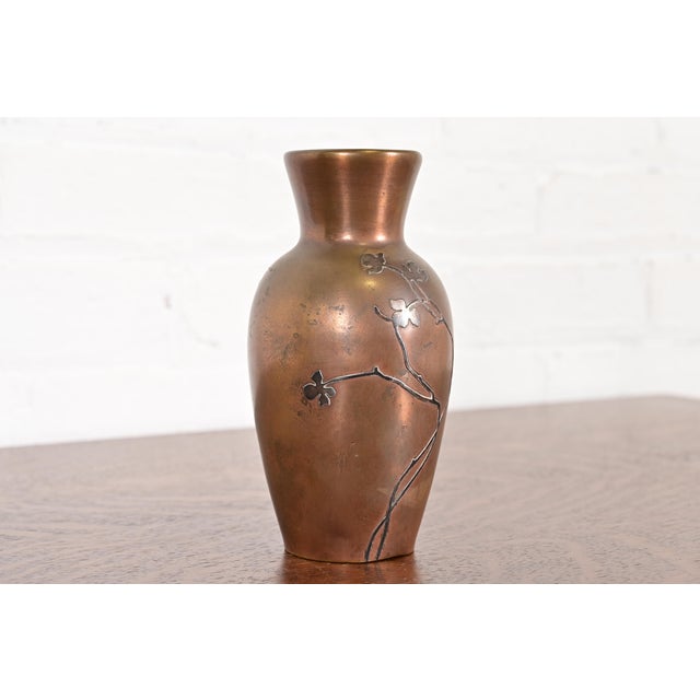 Art Deco Heintz Arts & Crafts Sterling Silver on Bronze Vase For Sale - Image 3 of 13