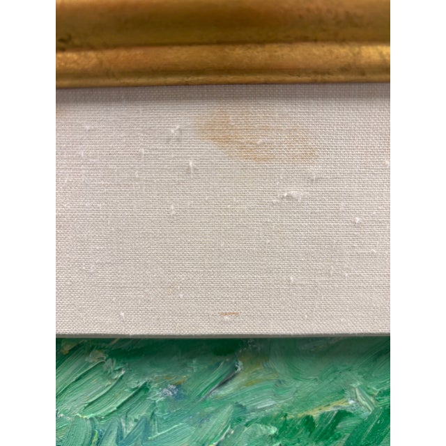 Kelly Green Bruce Steinhoff Original Oil Painting Flowers and Trees Munzars Pond, 1996 - Framed For Sale - Image 8 of 14