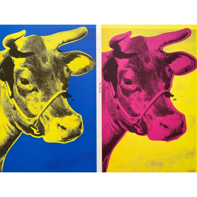 Andy Warhol Andy Warhol Estate Vintage 1989 First Edition Lithograph Print Framed Pop Art Poster " Two Colored Cows " 1971, 1966 For Sale - Image 4 of 12