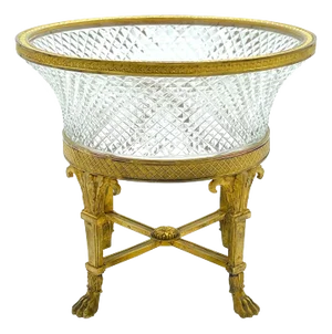 Empire Style Ormolu & Cut Crystal Compote/ Tazza