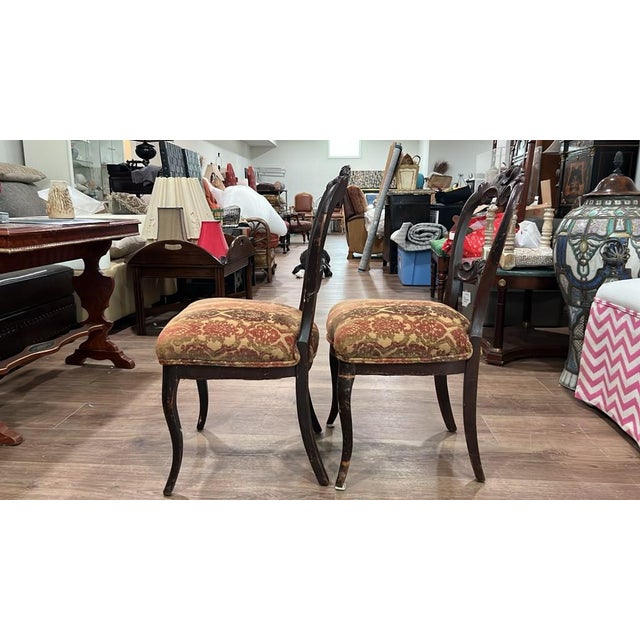 Carved Victorian Side Chairs (Set of 2) For Sale - Image 4 of 5