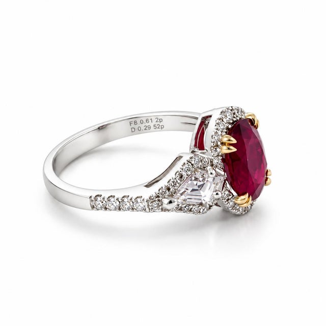 Gorgeous 18k White Gold 1.61ct No Heat Ruby Diamond Ring, Size 6.5 For Sale - Image 4 of 6