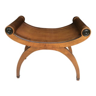 Biedermeier Inspired Gondola Stool in Walnut For Sale