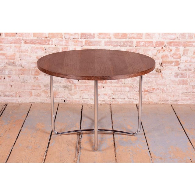 Bauhaus Round Coffee Table in Beech and Wenge, Czech, 1930s For Sale - Image 4 of 11