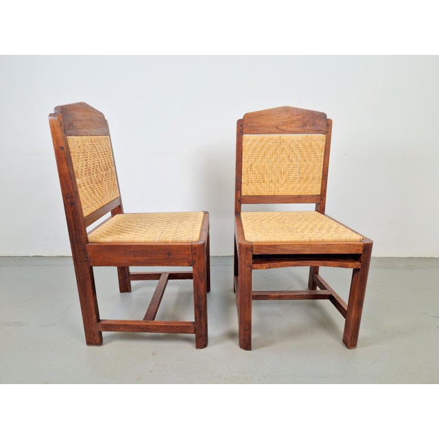 Set of Art Deco Dutch Haagse School Oak Rattan Chair, 1930s For Sale - Image 15 of 15