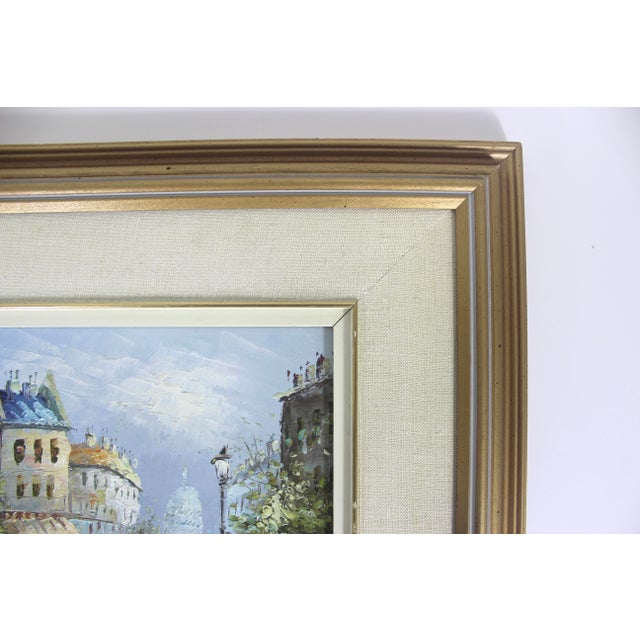 Vintage European City Scene Paris France Oil Painting, Framed, Small Original Art For Sale - Image 6 of 14