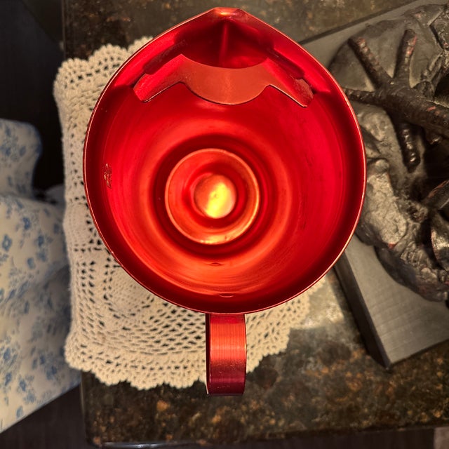 A beautiful aluminum 1950s pitcher. Found in my son-in-law‘s garage and give it to me for outdoor summertime sangria coolers.