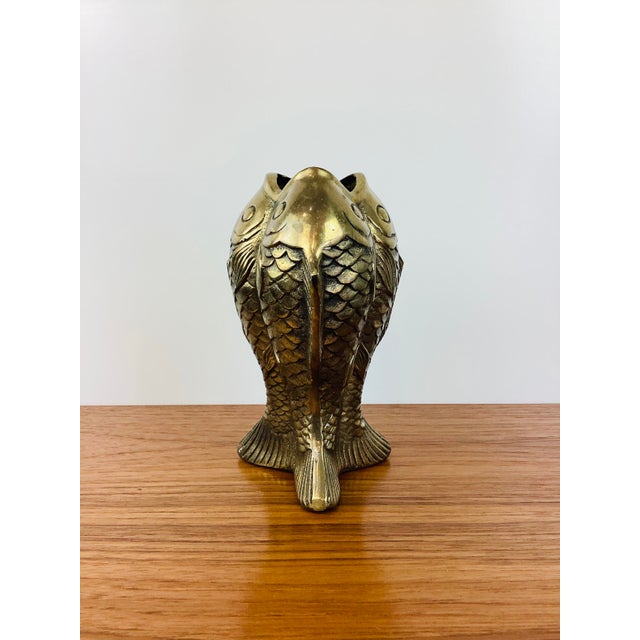 Vintage Brass Fish Vessel / Vase made of brass looks like 3 joined fish measures appx - 7.75"T great vintage condition