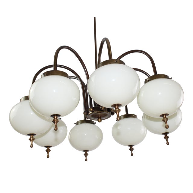 Eight-Light Chandelier in the style of Hugo Gorge, 1970s For Sale