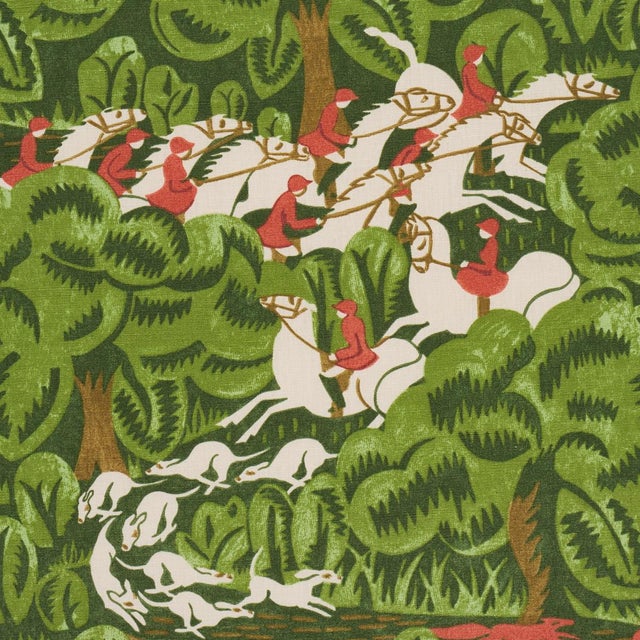 Contemporary SAMPLE - Schumacher X The New Yorker Margaret Schloeman's Fox Chase Fabric In Forest For Sale - Image 3 of 4
