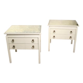 Pr. Hollywood Regency Style Mirror Top Nightstands by American of Martinsville For Sale