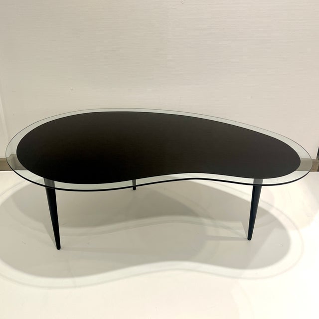 1960s Italian Mid-Century Modern Design Bean Shape Black Crystal Coffee Table For Sale In New York - Image 6 of 7