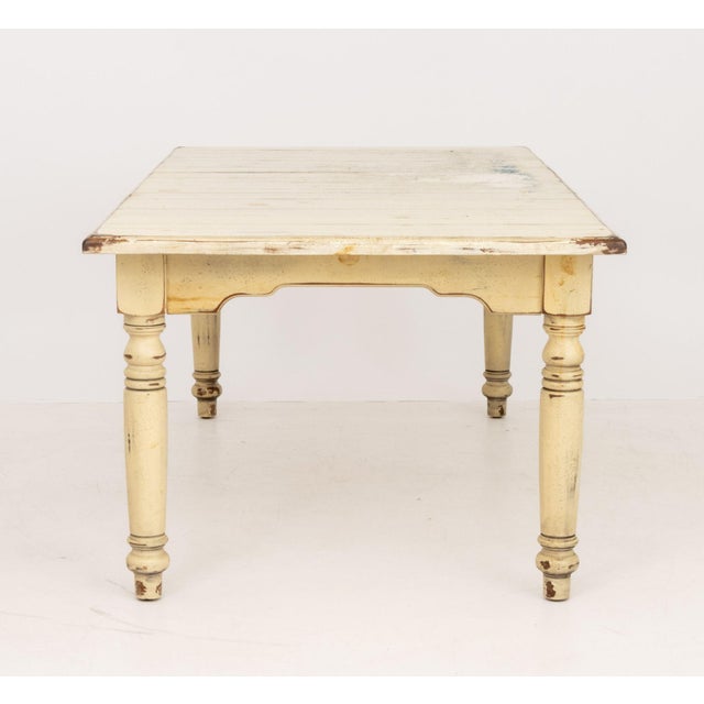Provincial Distressed White Painted Pine Dining Table For Sale - Image 13 of 13