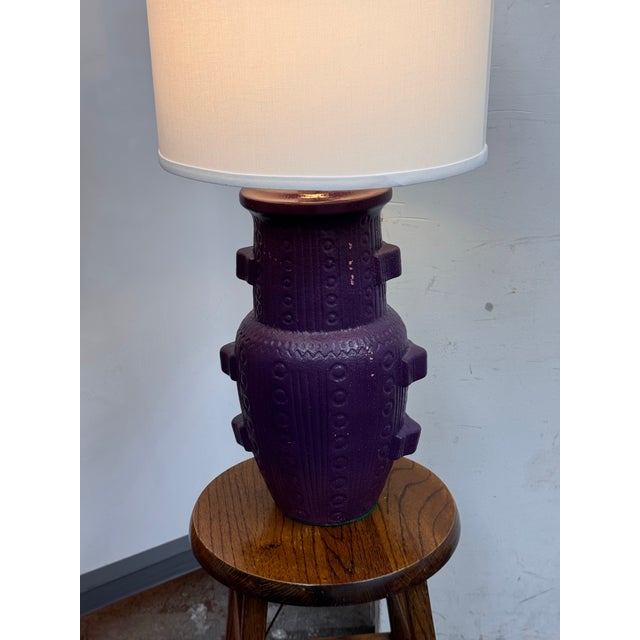 Vintage Purple Ceramic Table Lamp For Sale - Image 9 of 12