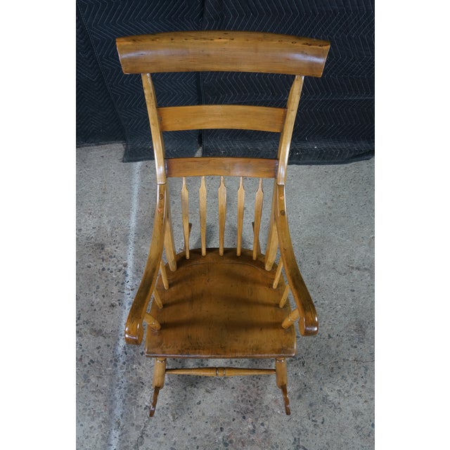 Antique Early American Country Farmhouse Oak & Maple Spindle Back Rocking Chair For Sale - Image 6 of 18