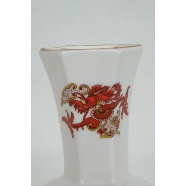 Mid 20th Century Crown Staffordshire Rangoon Dragon Small English Bone China Vase For Sale - Image 5 of 11