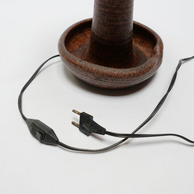 Brown Vintage Table Lamp in Ceramic from Accolay, 1970s For Sale - Image 8 of 14