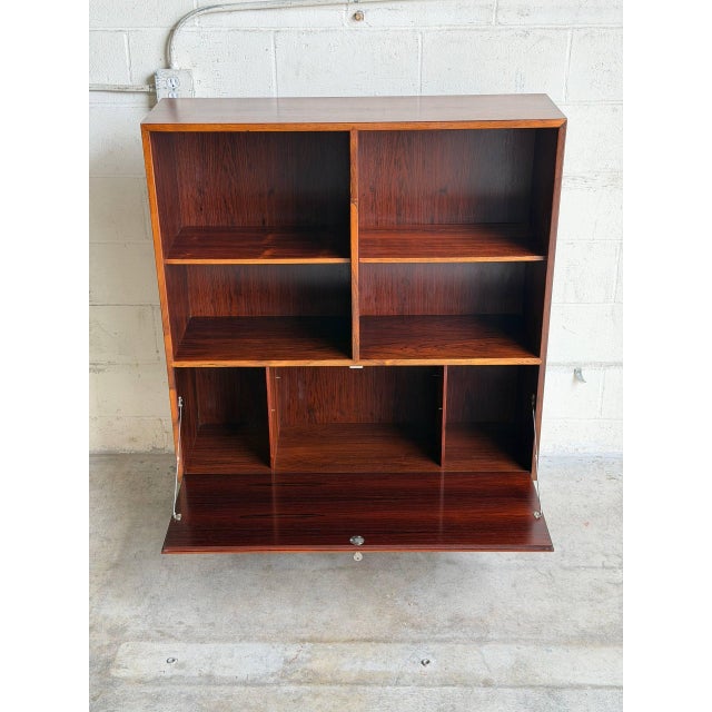 Mid-Century Modern Rosewood Bookcase With Drop Down Door Denmark 1960s For Sale - Image 3 of 10