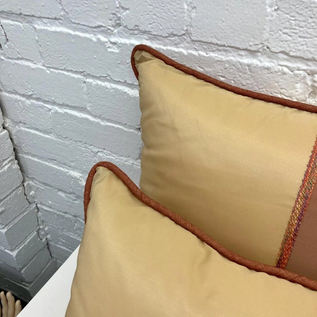 Cream Throw Pillows, 2000s Cream Pink Caramel Pillows - a Pair For Sale - Image 8 of 9