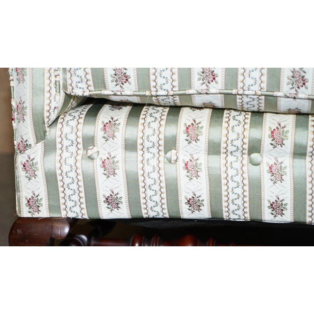 Victorian Ticking Fabric Upholstered Double Wingback Sofa Armchair from Howard & Sons For Sale - Image 4 of 18
