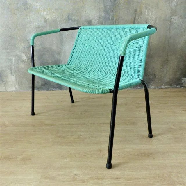 Black Vintage Green Bench & Chairs, 1960s, Set of 3 For Sale - Image 8 of 18