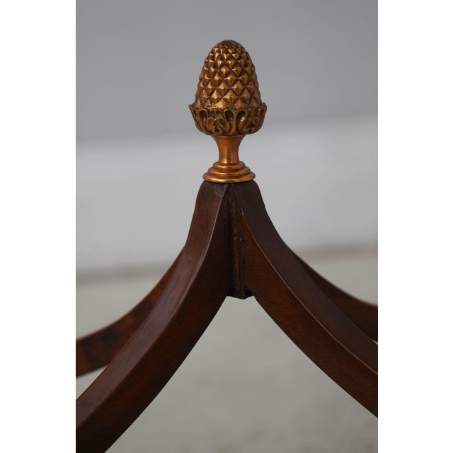 Brown Maitland Smith Oval Leather Top Regency End Table For Sale - Image 8 of 14
